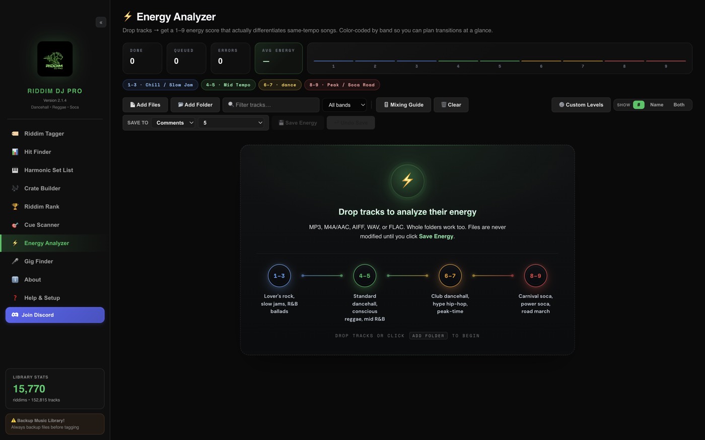 Energy Analyzer in RiddimDJ Pro