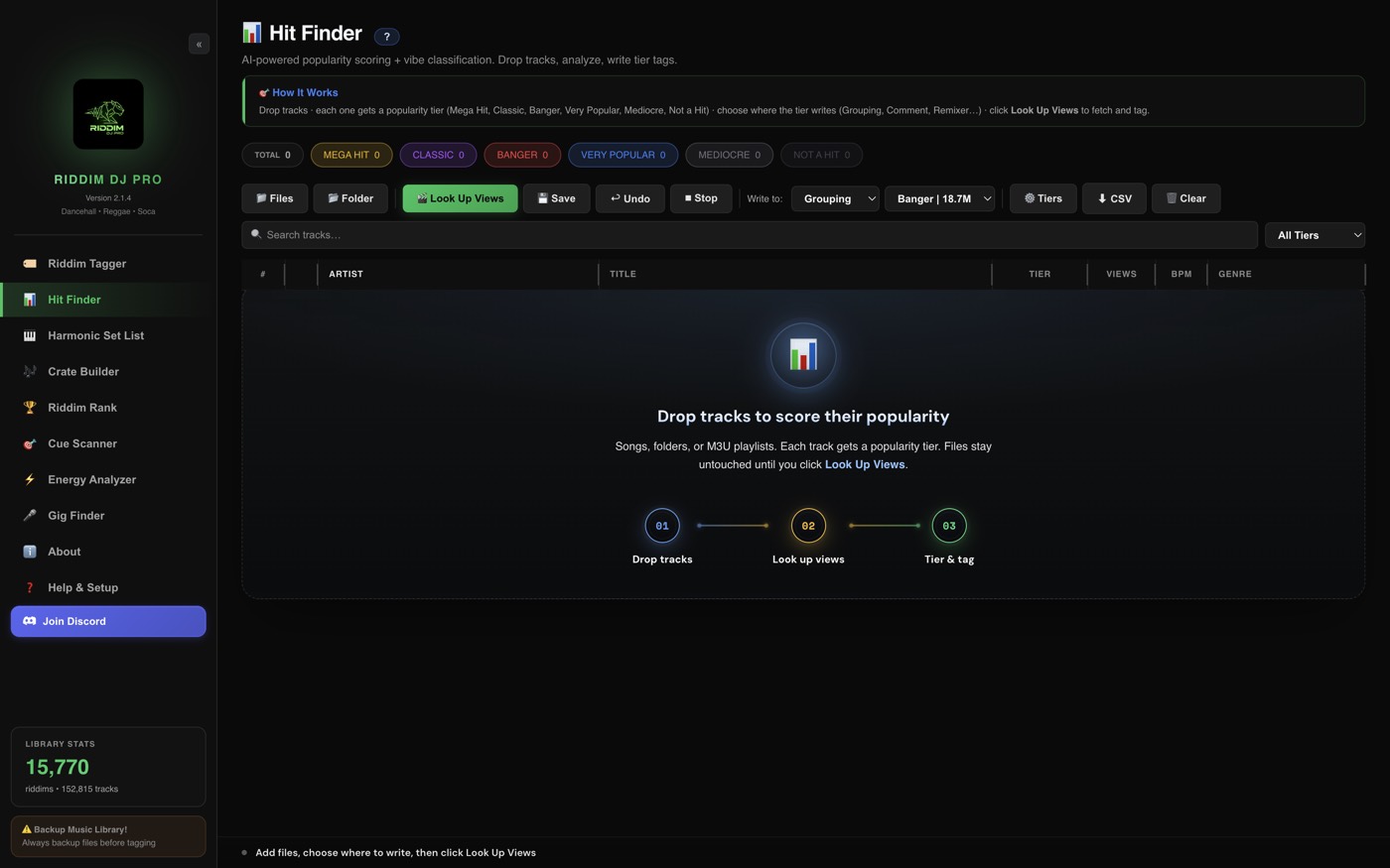 Hit Finder in RiddimDJ Pro